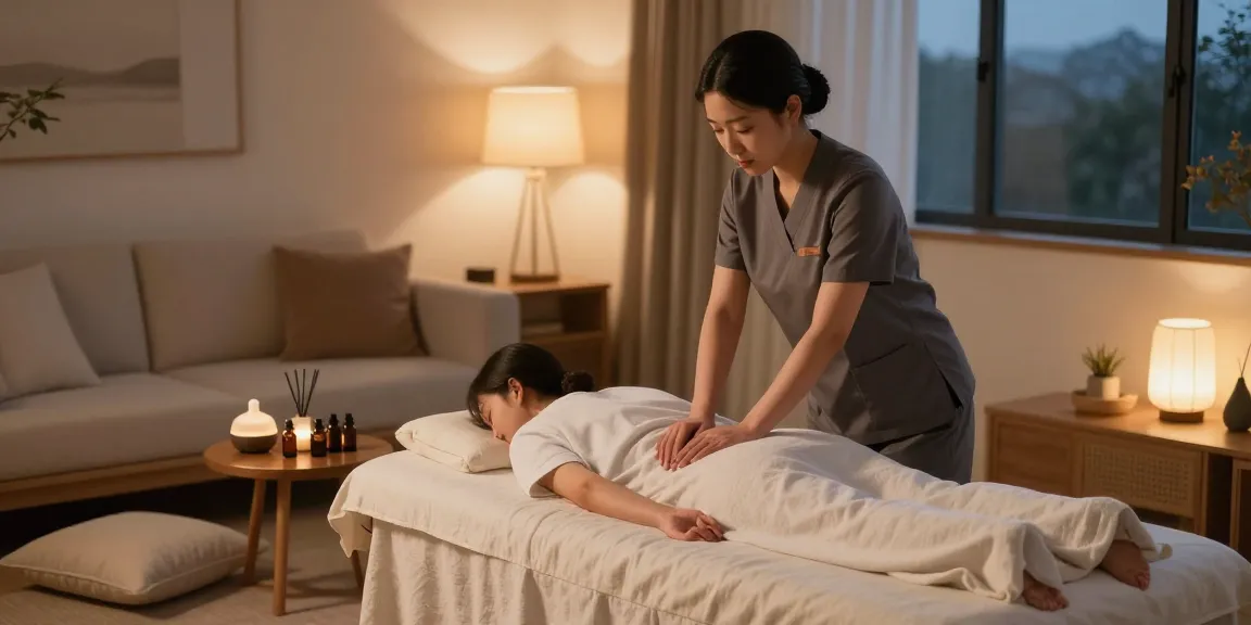 Relaxation from 용산출장안마 with a professional therapist in a serene home setting.