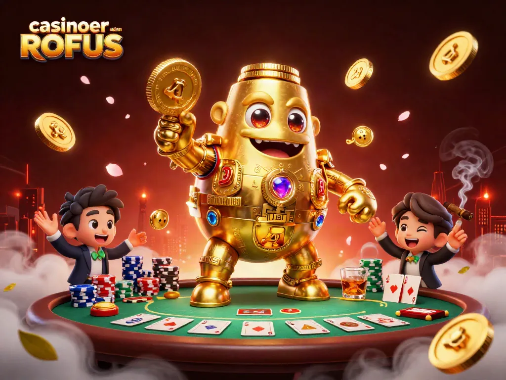 Players enjoy exciting games at casinoer uden ROFUS, featuring a dynamic golden golem and thrilling poker tables.