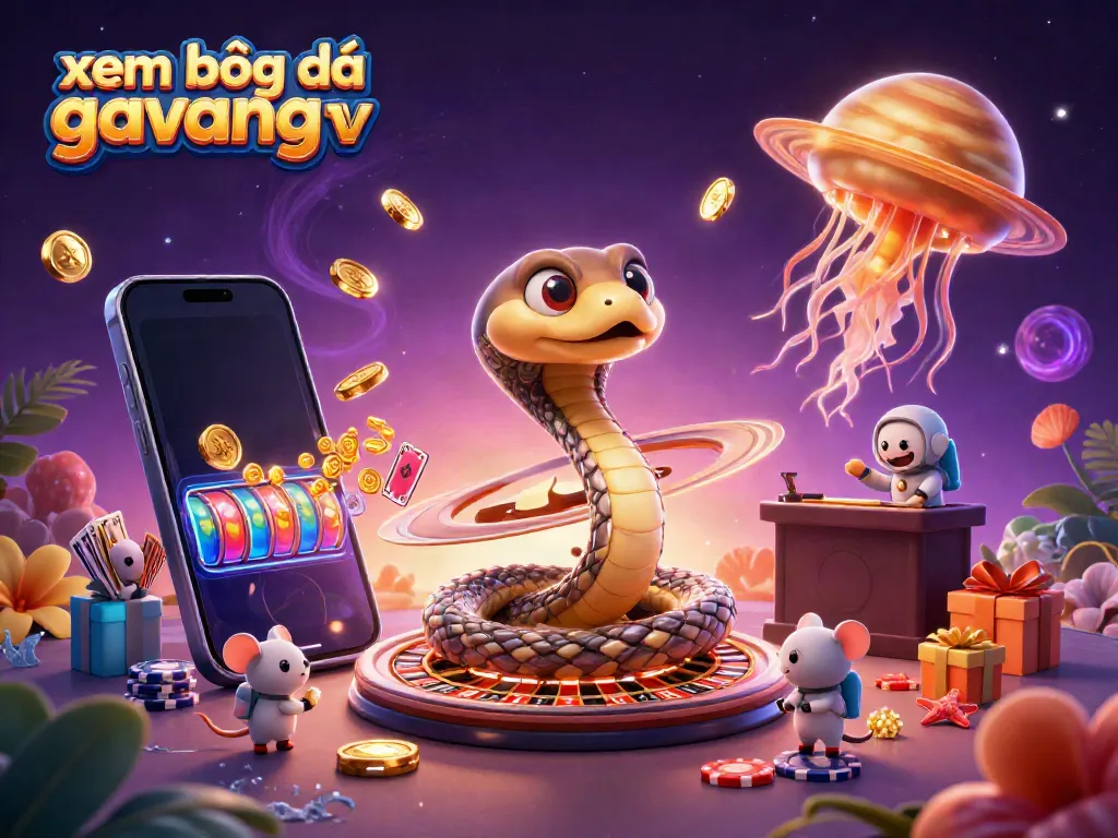Experience xem bóng đá gavangtv with a cosmic gaming theme featuring unique characters and vibrant casino elements.