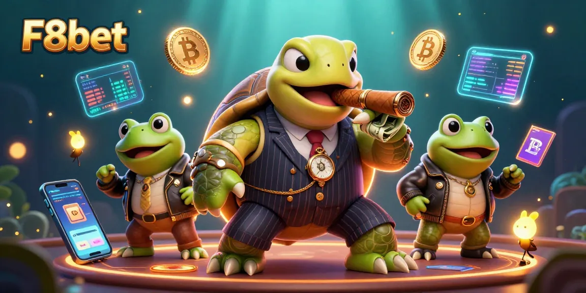 Experience thrilling games at F8bet, featuring a vibrant casino scene with animated characters.