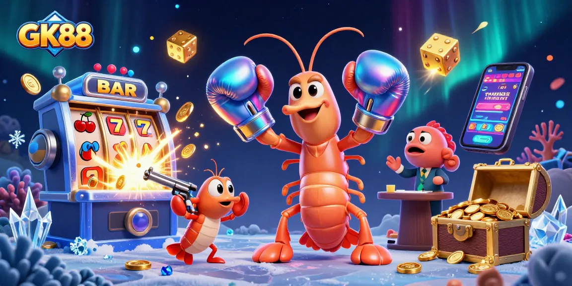 Witness the excitement at GK88 as the mantis shrimp and friends celebrate a big jackpot win!