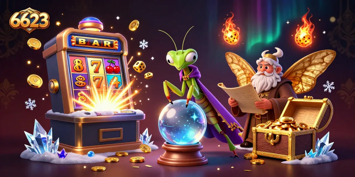 Spin the reels at 6623, where a cartoon fortune teller and moth librarian unveil jackpot riches.