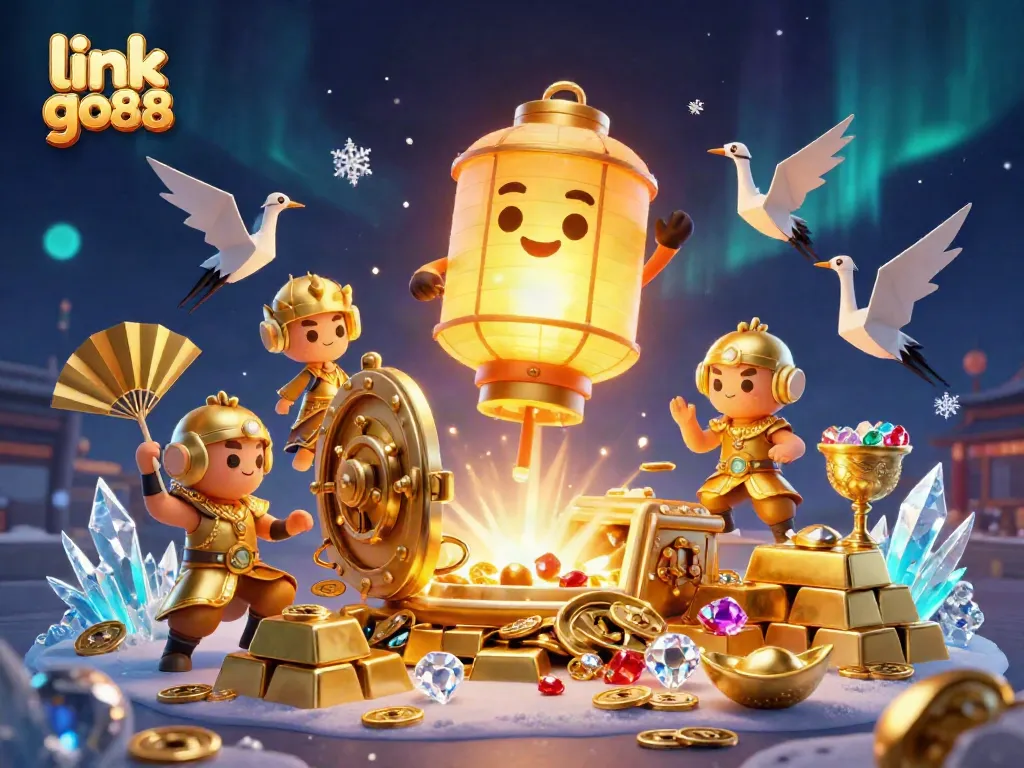 Spin and win with link go88, featuring vibrant gaming elements and winning symbols in a captivating casino scene.