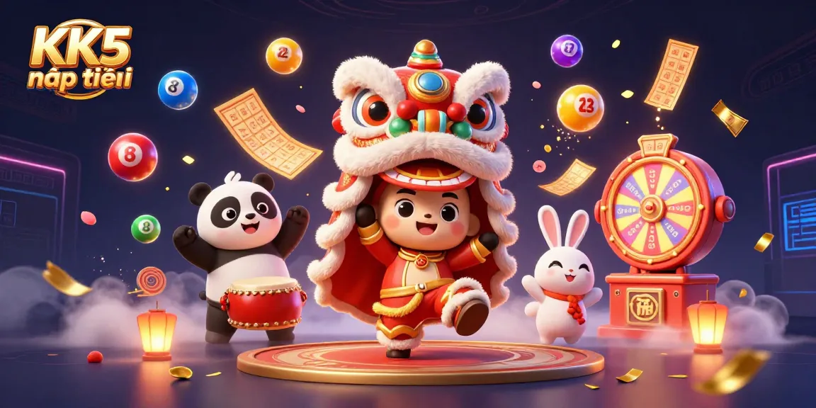 Experience thrilling KK5 nạp tiền with vibrant casino elements and festive atmosphere in this dynamic illustration.
